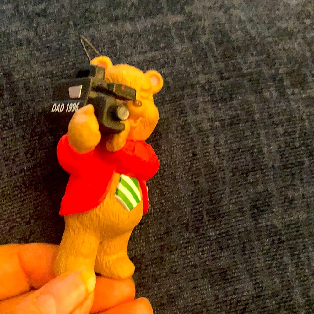 Keepsake ornament “ Dad “ with video camera  1996 Hallmark ornament.